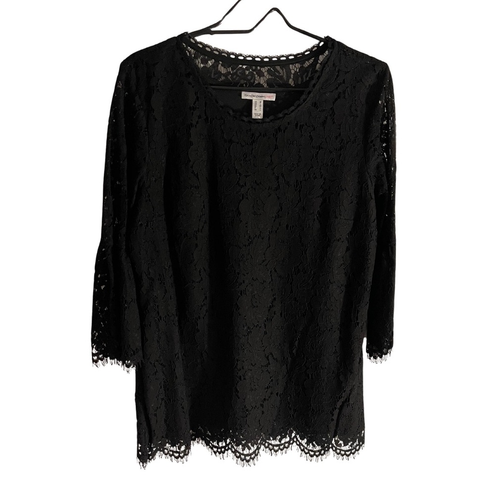 Isaac Mizrahi Black Lace Top Women's Size Medium Elegant Dressy